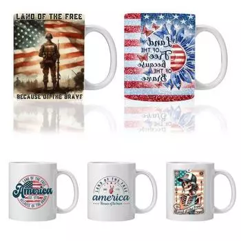 Патриотические керамические кружки, винтажные чашки с американским флагом, звездами и полосками, чашки для кофе, чая для домашнего офиса, школы E