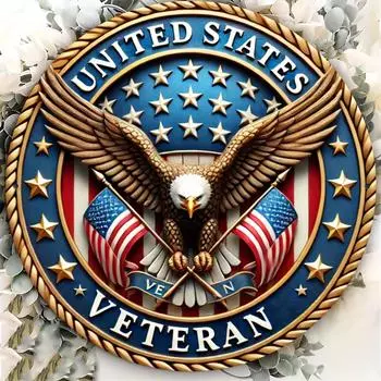 Патриотические США. Армейский дух с винтажным алюминиевым настенным искусством Американского легиона, 8x8 дюймов — идеально подходит для гаражей, столовых чёрный