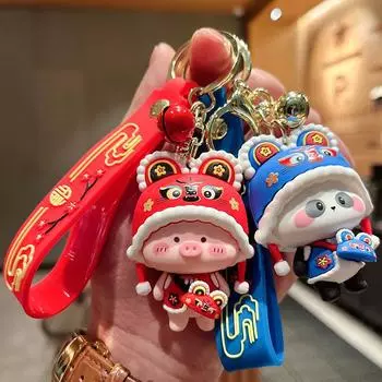 Патриотический брелок с изображением тигра, панды и свиньи, 3D-кукольные украшения