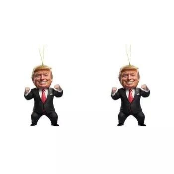 Патриотический Дональд Трамп 2024 Рождественский Орнамент Акриловый Мультяшный Трамп Подвеска (В)
