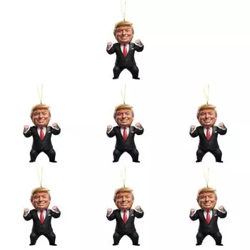 Патриотический Дональд Трамп 2024 Рождественский Орнамент Акриловый Мультяшный Трамп Подвеска (В)
