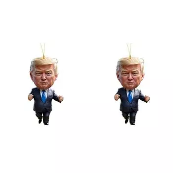 Патриотический Дональд Трамп 2024 Рождественский Орнамент Акриловый Мультяшный Трамп Подвеска (F)