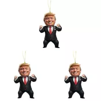 Патриотический Дональд Трамп 2024 Рождественский Орнамент Акриловый Мультяшный Трамп Подвеска (В)