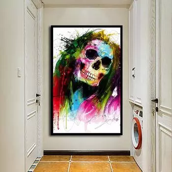 Патрис Красочный Скелет Холст Картина Рокки Стимпанк Куадрос Декорасьон Салон Подростковая Кухня Плакаты Кухня Ужасов 30*40cm