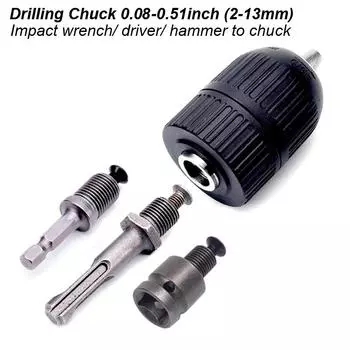 Патрон для сверления без ключа 2-13 мм, переходник с резьбой 1/2 -20UNF, быстросменный адаптер, шестигранный ударный гайковерт SDS 1/4 , сверло