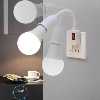 Патрон для светодиодной лампы E27, регулируемый гибкий изгиб с выключателем, энергосберегающая светодиодная настольная лампа as the picture