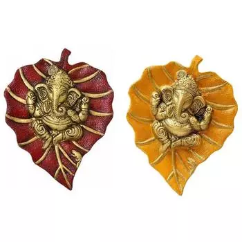 Patta Ganesha Wall Hanging Decorative Showpiece for Home Dcor, Living Room, Pooja Room,Temple and House Warming Gift оранжевый/красный