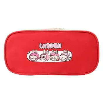 Pattern Canvas Printing Stationery Bag Student Storage Pen Gift Case Red 1