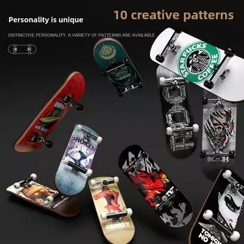 Pattern Finger Скейтборд: Пятислойная кленовая древесина с литыми дисками - качели для пальцев.