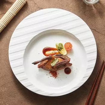 Pattern Pasta Plate, Premium Light Luxury Plate, Vegetable Plate for Hotel and Restaurant, Round Medium Plate, New, 2024 No specification