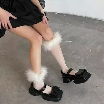 PATTKIN, новые весенне-летние носки с телячьими перьями, сладкие и пряные чулки для девочек one size чёрный