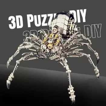 Паук 3D Металлическая Головоломка Сборная Модель, Механическая Сборка Сделай Сам Украшения Ручной Работы, Подарок На День Рождения spider серый