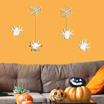 Паук Зеркальная Настенная Наклейка Трехмерная Акриловая Сцена Вечеринки Хэллоуина Декор Стены