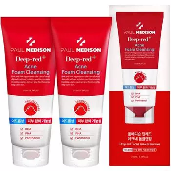 Paul Madison Deep Red Acne Слабокислотная очищающая пенка, 155 мл, 2 шт.