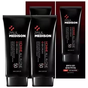 Paul Madison Homme All-in-One BB Cream 60мл SPF 50+ PA+++, 2 шт., лучшая мужская косметика Кореи