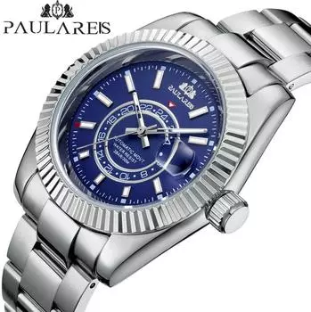 PAULAREIS автоматический механический светящийся стальной браслет для мужчин розовое золото;часы