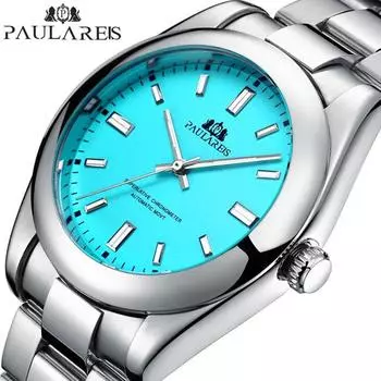 Paulareis Полностью автоматическая машина с ночным светом и стальным ремешком, красные, желтые, синие и зеленые красочные мужские часы, автоматические часы белый