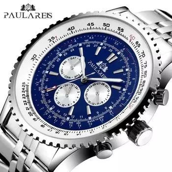 Paulareis Полностью автоматические механические многофункциональные светящиеся большие светящиеся часы Автоматические часы