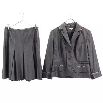 PAULE KA Silk wool Skirt suit Setup 42 Gray tailored jacket Women Used