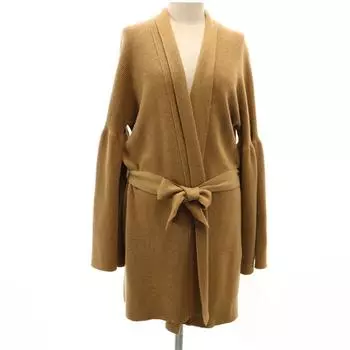 PAULE KA wool Long sleeve knit cardigan Brown Waist ribbon Women Used