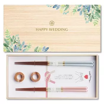 Paulownia Box Couple Chopsticks Made in Japan Chopstick Rest Set Chopsticks Washi Gift Wrapping Champagne Pair Wedding Gift Wedding Gift 2 Chopsticks