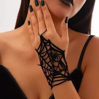 Паутина Цепочка для пальцев Ажурный паук Декор Регулируемая готическая цепочка для рук Хэллоуин