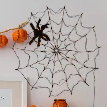 Паутина Свет Хэллоуин Украшения Внутренние USB Уличные Светодиодные Светящиеся Гирлянды для Мероприятия фиолетовый