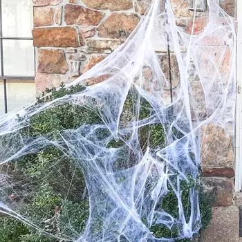 Паутина Украшения на Хэллоуин Растягивающаяся паутина для Хэллоуина Внутренние и наружные принадлежности для вечеринок Дом с привидениями Ужасы Реквизит своими руками 40g белый
