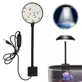 PAVIKE Аквариумный светильник на зажиме Освещение для небольших растений Аквариумный светильник на зажиме с таймером 28 ламп 3 уровня регулировки 10 уровней света 6 Вт 360
