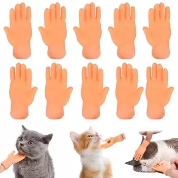 PAVIKE Маленькая ручная игрушка для кошек, набор из 10 игрушек для пальцев, ручная кукла, ручная лапка для кошек, рейтинг популярности, ручная пальчиковая игрушка для кошек жёлтый