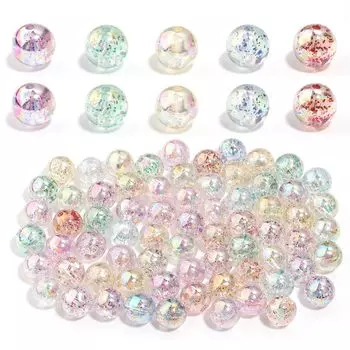 PAVIKE разноцветный 50 круглых разноцветных трещин разноцветных бусин для браслета, аксессуар для самостоятельного использования, бусины Ламе, 12 мм, бусины, кусочки, шарики, бусины, бусины, наборы,