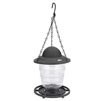 PavilionShaped Bird Feeder Transparent Hanging Bird Feeder with Wide Opening Movable Cover(Gray ) серый