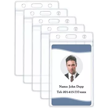 Pawfly 6 шт. в упаковке, вертикальный держатель для удостоверения личности, водонепроницаемый прозрачный чехол из ПВХ, прочный защитный чехол для карт с застежкой-молнией