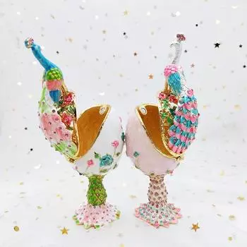 Павлинье яйцо иностранные ремесленные подарки эмалевый цвет сплав шкатулка для украшений домашнее украшение белый