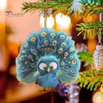 Павлин елочные украшения мультфильм павлин акриловые подвесные украшения для рождественской елки автомобиль праздничный декор 8 cm 1