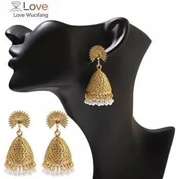 Павлиньи Фонарики Жемчужина Кристалл Золотая Подвеска Серьги Женские Индивидуальные Аксессуары