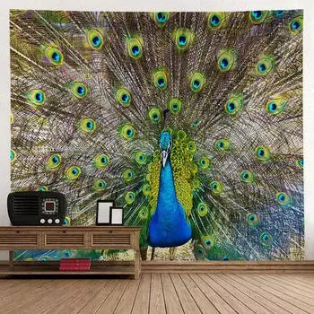 Павлин лось простой художественный гобелен настенный в богемном стиле психоделическое колдовство искусство мультфильм домашний фон украшение стены 95x73cm