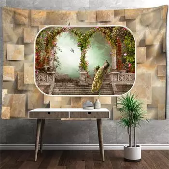 Павлин Настенный Пейзаж Гобелен Настенное Крепление Богемный Стиль Тапиз Мандала Колдовство Комната Спальня Домашний Декор 95x70cm