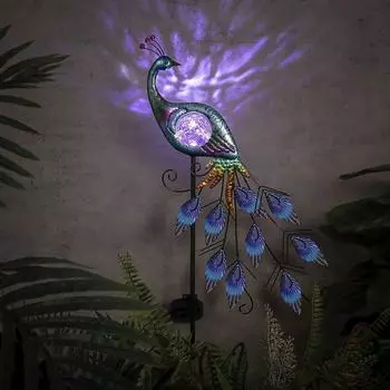 Павлин солнечные фонари уличные элегантные металлические садовые колья светильник декоративные светодиодные солнечные лампы водонепроницаемые дворовые украшения задний двор дорожка разноцветный