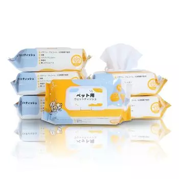 PAWNAX Pet Wet Pure Safe to Dog Body For and Eye Dog Paw Wiping 80 Sheets x 6 Dog Wet for Dogs and Thick Approximately 15 x 20 Tissue, 99% Water,