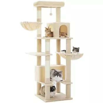 PAWZ Road Cat Multiple для больших стройных кошек, большой коготь, конопляное пространство, отсутствие больших кошек, бежевый, 170 см, башня, кошки, кошки, башня, шлифовка, веревка, гамак, бежевый