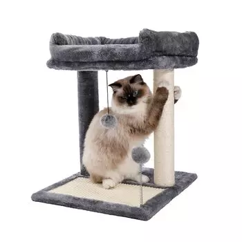 PAWZ Road Cat Tower Mini Cat Tower Точилка для ногтей Низкая Компактная Когтеточка Стационарная Мини-Игрушка Для Экономии Места Для Кошек Натуральный Сизалевый Игрушка Для Кошек