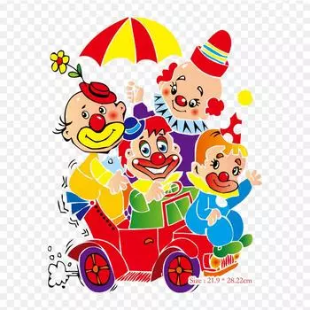 Payasos клоун цирк утюг на термопереносной печати виниловые нашивки наклейки для одежды DIY аппликации моющиеся нашивки