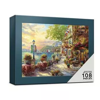 Пазл Alok Riviera Cafe + футляр для фоторамки AL108-15, разные цвета, 108 деталей Пазл, Детские игры, Развивающие игрушки