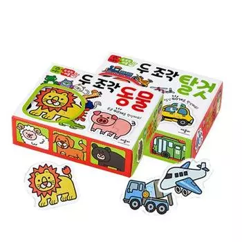 Пазл Apple Bee из двух частей: животные + транспортные средства, 1 комплект, Korea Best Toddler Puzzle Puzzle
