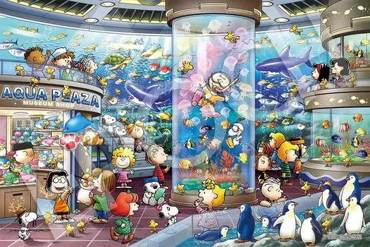 Пазл Epoch 1000 элементов PEANUTS Snoopy Aquarium x с клеем и шпателем с купоном для подсчета очков EPOCH (50 75см) 12-601с