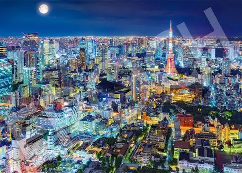 Пазл EPOCH 2000 с очень маленькими элементами, японский пейзаж, сверкающий Токио x В комплект входит клей, шпатель, билет на счет, EPOCH Night-Tokyo