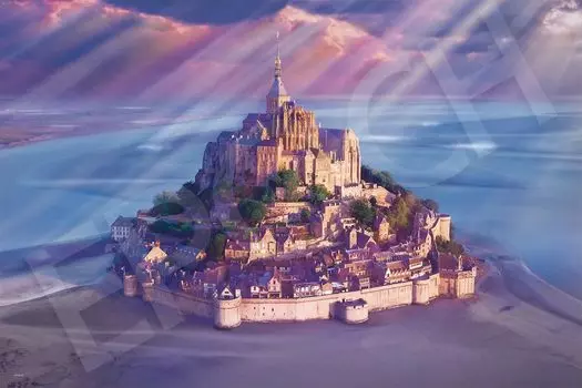 Пазл EPOCH из 1000 деталей Mont France с клеем и шпателем с очками EPOCH Saint-Michel - (50x75cm) 09-048с