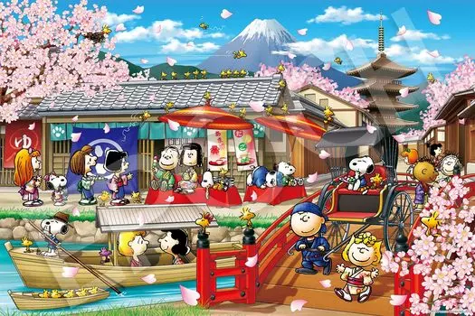 Пазл Epoch из 1000 деталей PEANUTS Снупи в Японии с клеем и шпателем с купоном для подсчета очков EPOCH (50x75cm) 12-605с