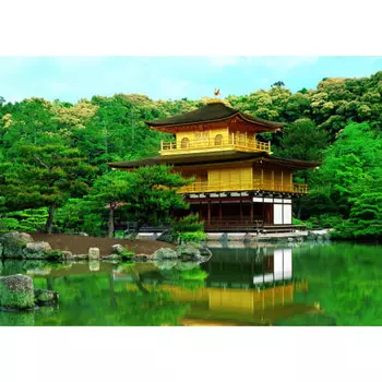 Пазл EPOCH из 108 элементов. Японский пейзаж. Свежий зеленый храм Кинкакудзи - Киото (18,2 х 25,7 см) 01-062 В комплект входит клей, шпатель и скребок.